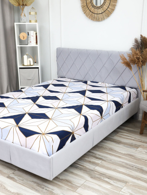 Простыня на резинке поплин Галактика белый