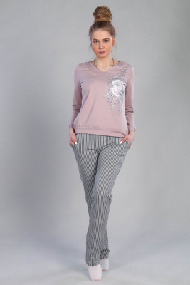 Домашний костюм с брюками - 190 розовый